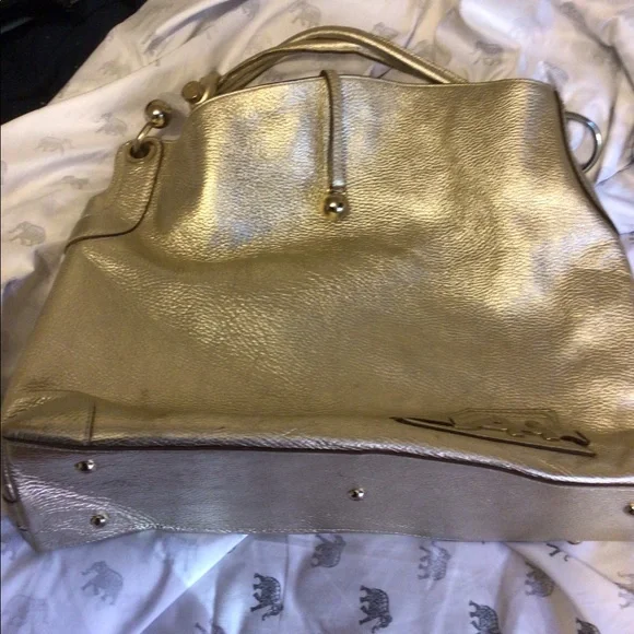 - Anya Hindmarch gold leather handbag with gold accent Sz Extra large rare… - Picture 5 of 12